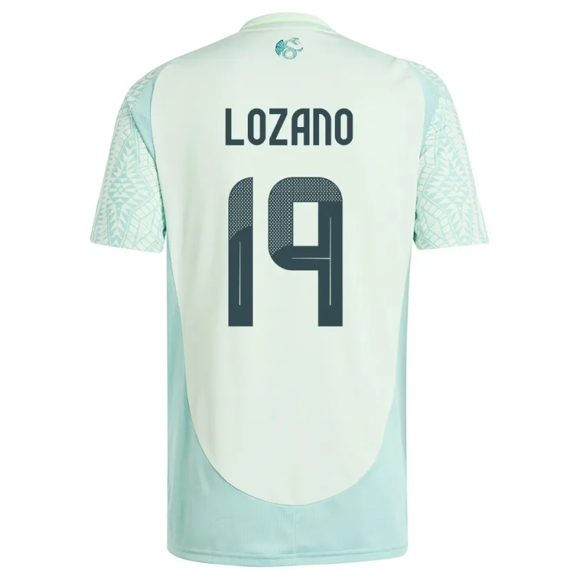 Danxen Kvinnor Mexiko Esteban Lozano #19 Linne Grön Bortatröja Matchtröjor 24-26 Tröjor T-Tröja