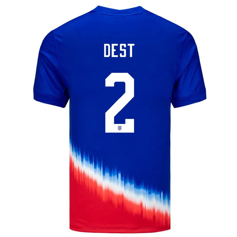 Danxen Kvinnor Usa Sergino Dest #2 Blå Bortatröja Matchtröjor 24-26 Tröjor T-Tröja