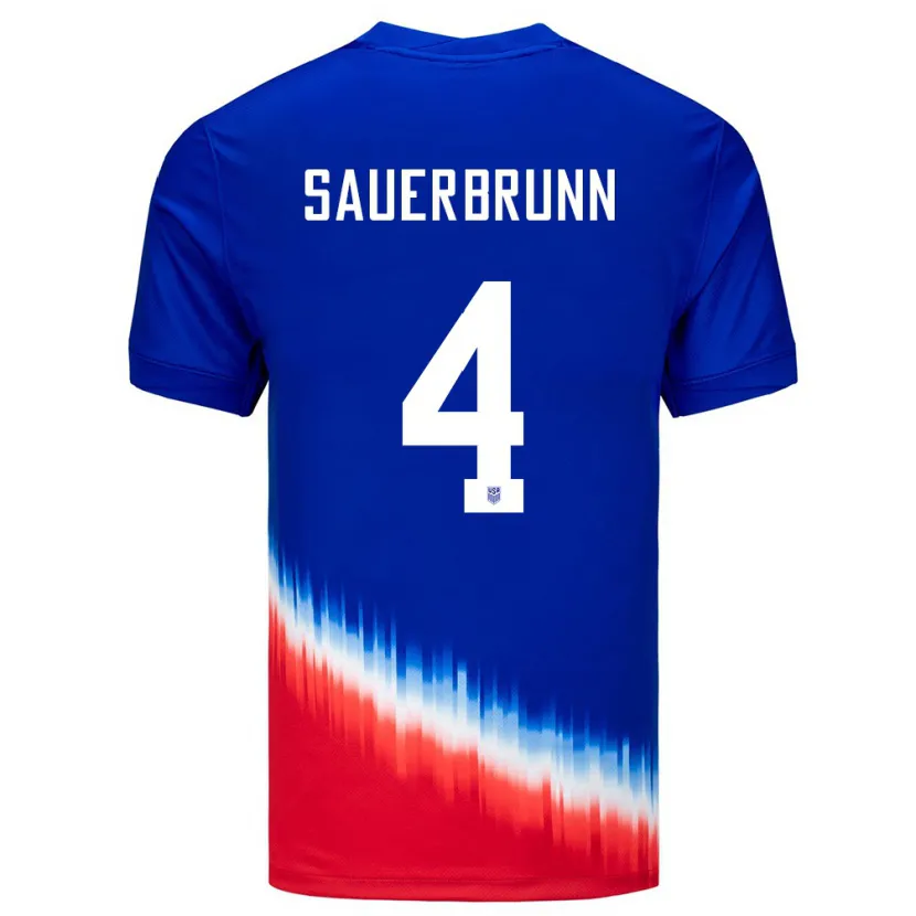 Danxen Kvinnor Usa Becky Sauerbrunn #4 Blå Bortatröja Matchtröjor 24-26 Tröjor T-Tröja