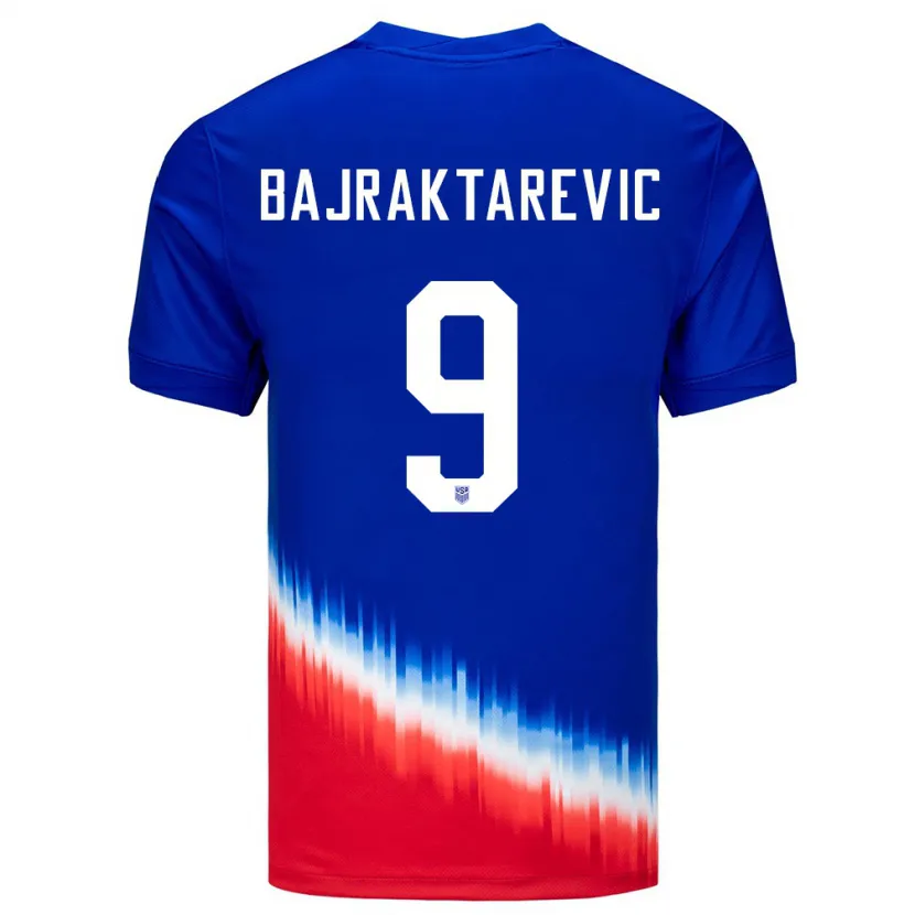 Danxen Kvinnor Usa Esmir Bajraktarevic #9 Blå Bortatröja Matchtröjor 24-26 Tröjor T-Tröja