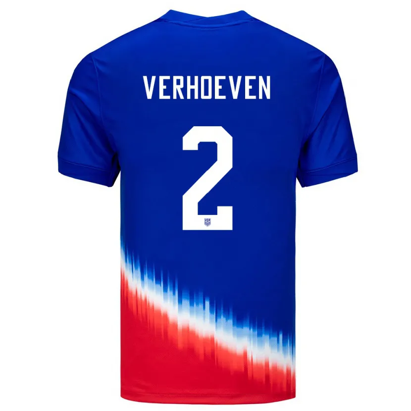 Danxen Kvinnor Usa Oscar Verhoeven #2 Blå Bortatröja Matchtröjor 24-26 Tröjor T-Tröja