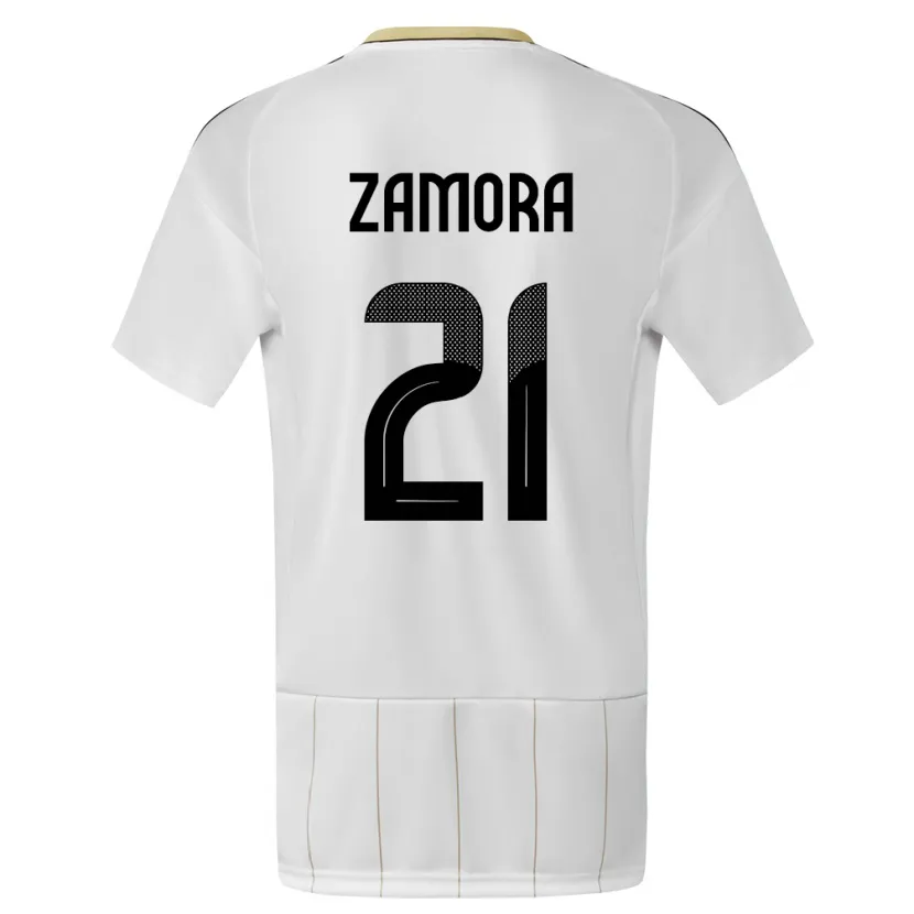 Danxen Kvinnor Costa Rica Alvaro Zamora #21 Vit Bortatröja Matchtröjor 24-26 Tröjor T-Tröja