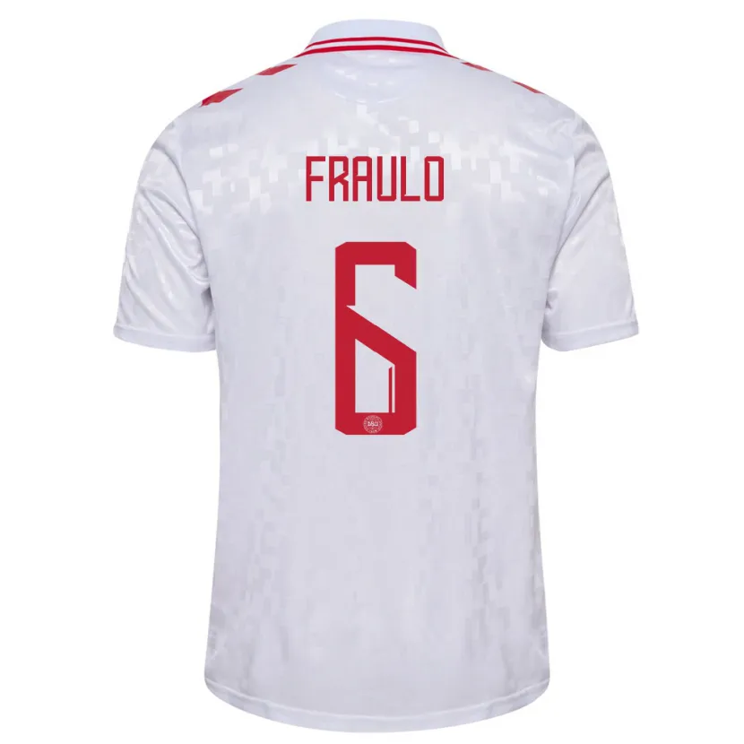 Danxen Kvinnor Danmark Oscar Fraulo #6 Vit Bortatröja Matchtröjor 24-26 Tröjor T-Tröja