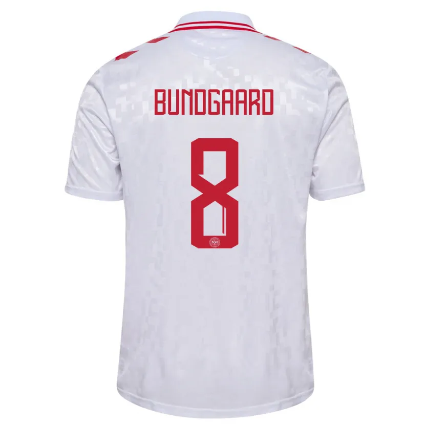 Danxen Kvinnor Danmark Filip Bundgaard #8 Vit Bortatröja Matchtröjor 24-26 Tröjor T-Tröja