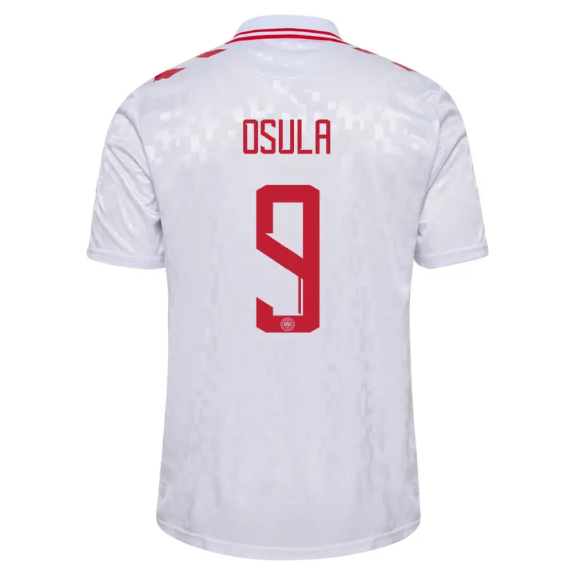 Danxen Kvinnor Danmark William Osula #9 Vit Bortatröja Matchtröjor 24-26 Tröjor T-Tröja