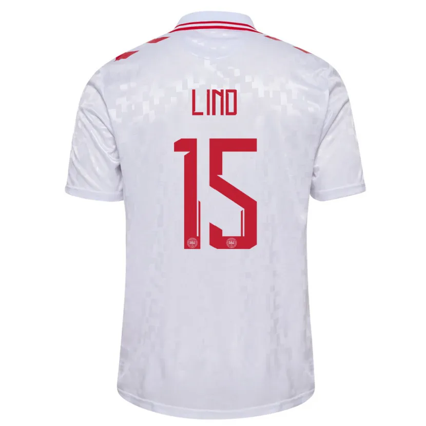 Danxen Kvinnor Danmark Victor Lind #15 Vit Bortatröja Matchtröjor 24-26 Tröjor T-Tröja