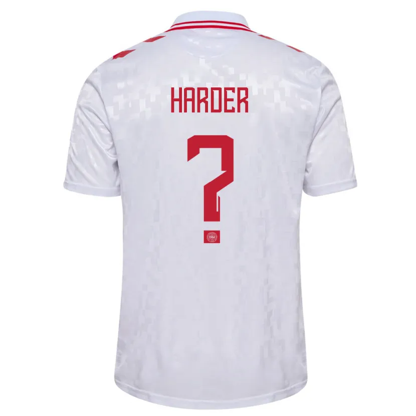 Danxen Kvinnor Danmark Conrad Harder #0 Vit Bortatröja Matchtröjor 24-26 Tröjor T-Tröja