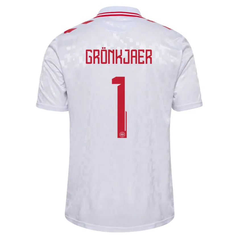 Danxen Kvinnor Danmark Bertil Grönkjaer #1 Vit Bortatröja Matchtröjor 24-26 Tröjor T-Tröja