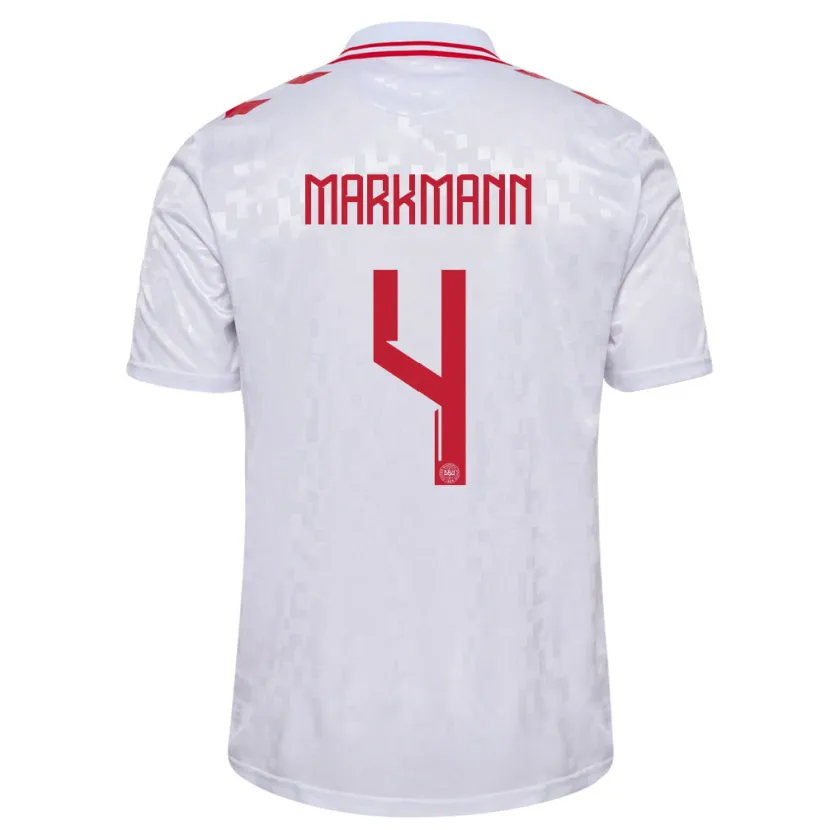Danxen Kvinnor Danmark Noah Markmann #4 Vit Bortatröja Matchtröjor 24-26 Tröjor T-Tröja