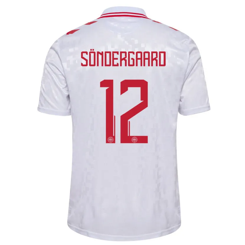 Danxen Kvinnor Danmark Philip Söndergaard #12 Vit Bortatröja Matchtröjor 24-26 Tröjor T-Tröja