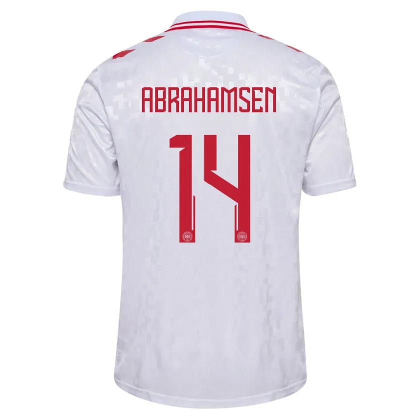 Danxen Kvinnor Danmark Mads Abrahamsen #14 Vit Bortatröja Matchtröjor 24-26 Tröjor T-Tröja