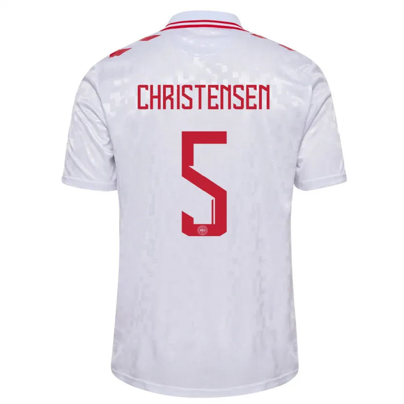 Danxen Kvinnor Danmark Aske Christensen #5 Vit Bortatröja Matchtröjor 24-26 Tröjor T-Tröja