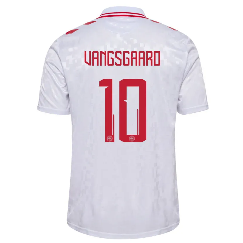 Danxen Kvinnor Danmark Amalie Vangsgaard #10 Vit Bortatröja Matchtröjor 24-26 Tröjor T-Tröja