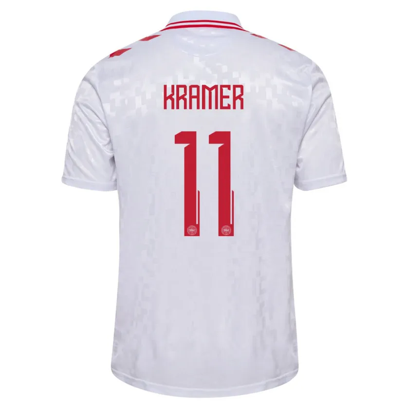 Danxen Kvinnor Danmark Cornelia Kramer #11 Vit Bortatröja Matchtröjor 24-26 Tröjor T-Tröja