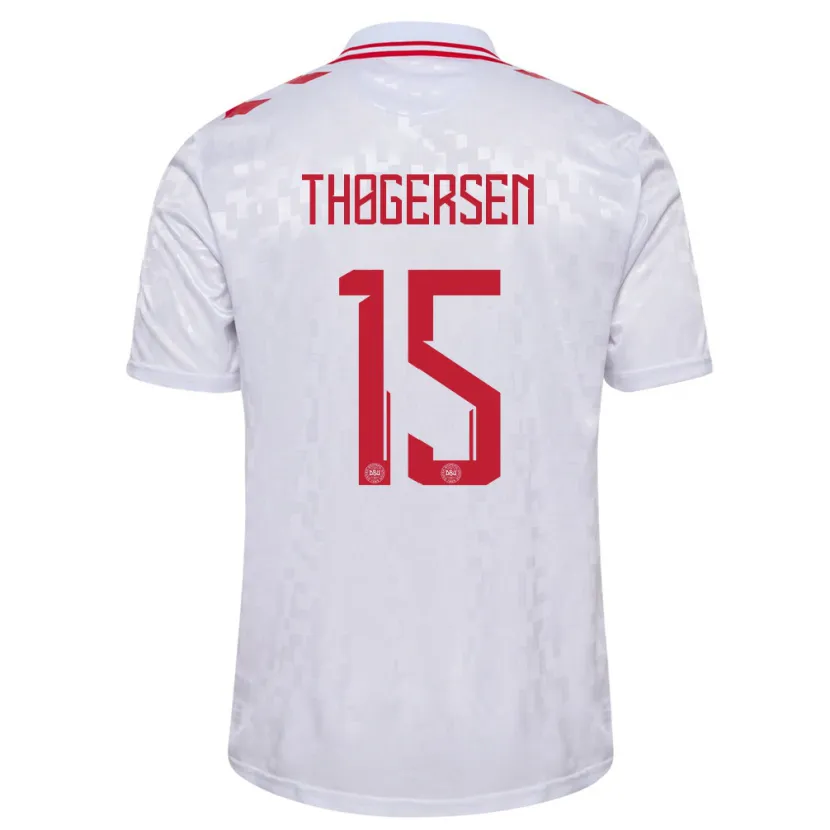 Danxen Kvinnor Danmark Frederikke Thøgersen #15 Vit Bortatröja Matchtröjor 24-26 Tröjor T-Tröja