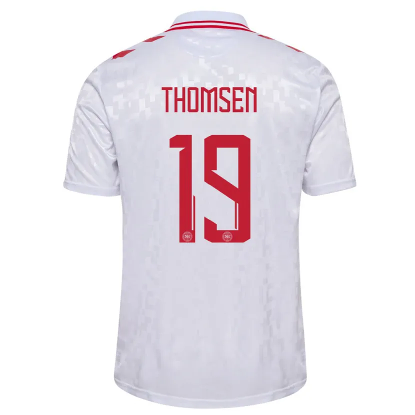 Danxen Kvinnor Danmark Janni Thomsen #19 Vit Bortatröja Matchtröjor 24-26 Tröjor T-Tröja