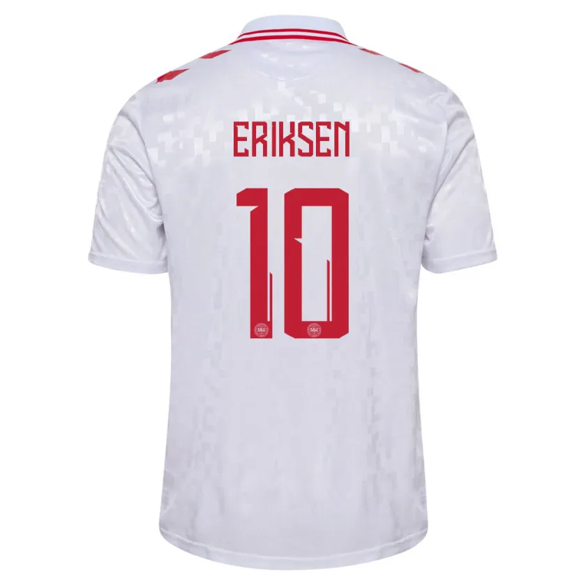 Danxen Kvinnor Danmark Christian Eriksen #10 Vit Bortatröja Matchtröjor 24-26 Tröjor T-Tröja