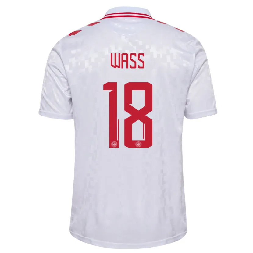 Danxen Kvinnor Danmark Daniel Wass #18 Vit Bortatröja Matchtröjor 24-26 Tröjor T-Tröja