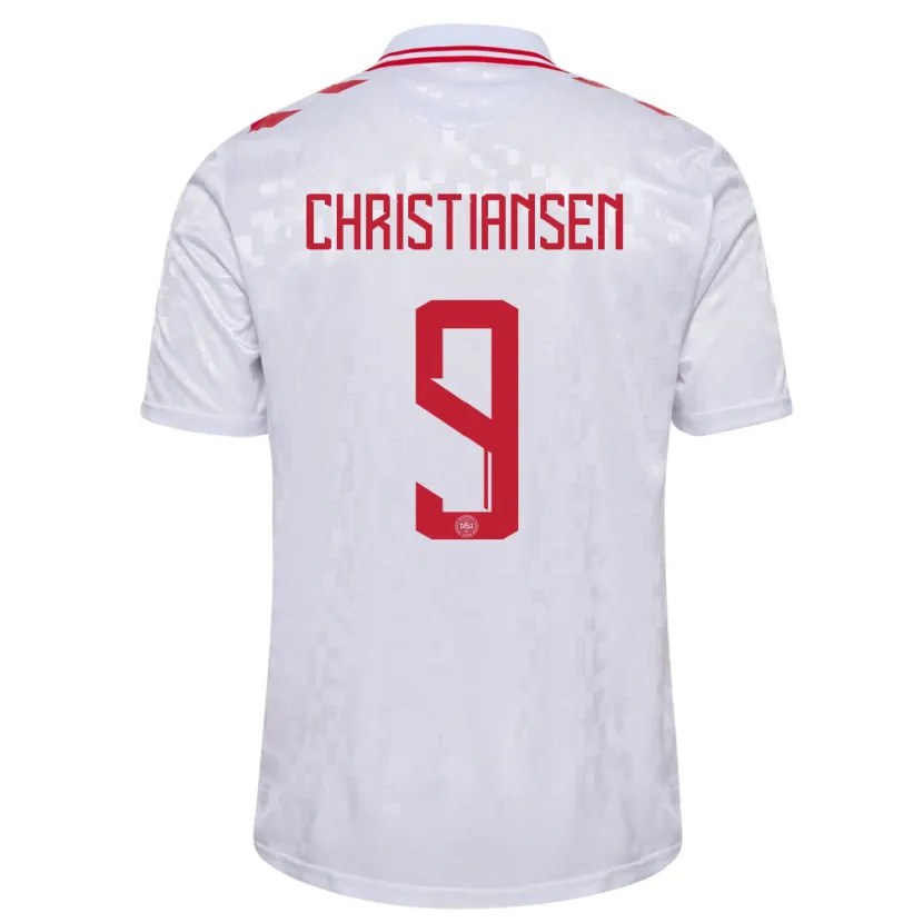 Danxen Kvinnor Danmark Nanna Christiansen #9 Vit Bortatröja Matchtröjor 24-26 Tröjor T-Tröja