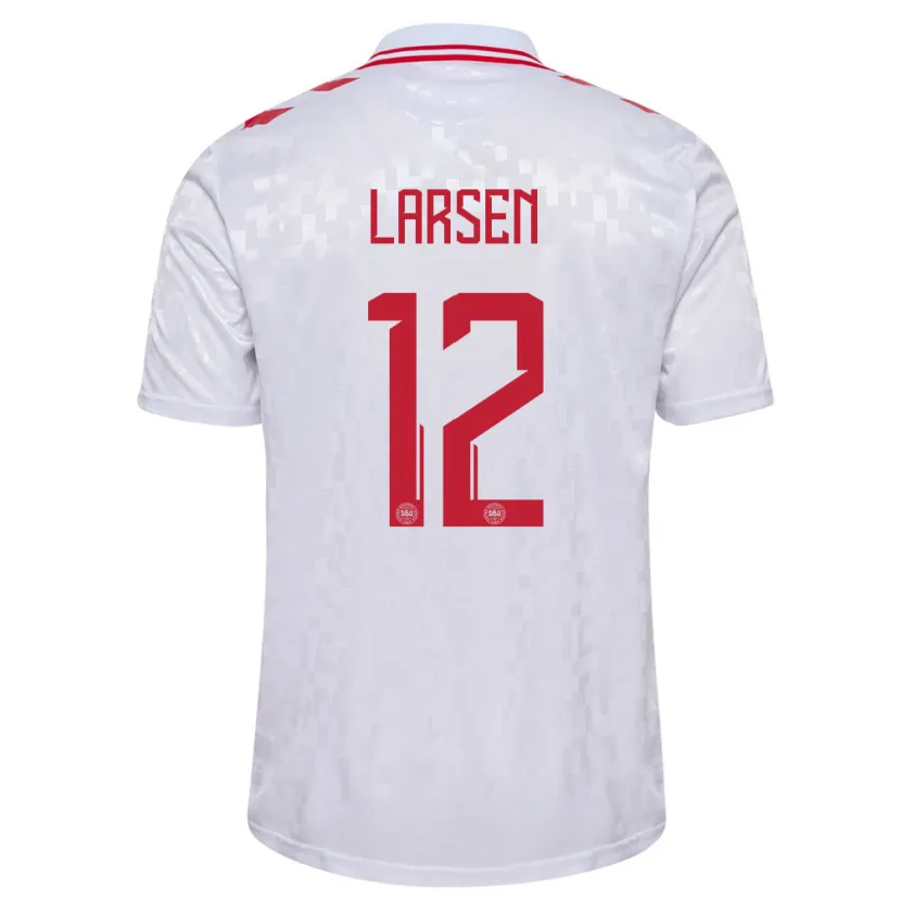 Danxen Kvinnor Danmark Stine Larsen #12 Vit Bortatröja Matchtröjor 24-26 Tröjor T-Tröja