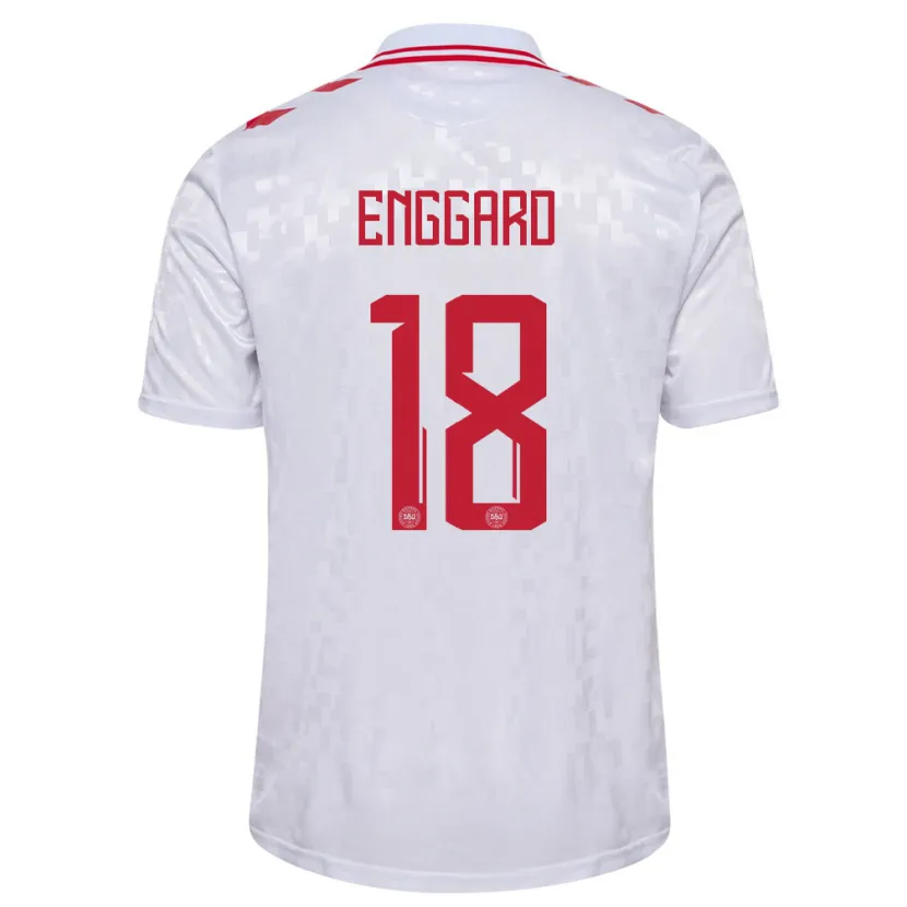 Danxen Kvinnor Danmark Mads Enggard #18 Vit Bortatröja Matchtröjor 24-26 Tröjor T-Tröja