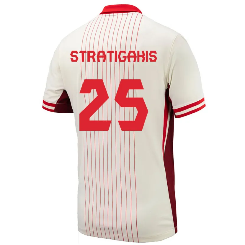 Danxen Kvinnor Kanada Sarah Stratigakis #25 Vit Bortatröja Matchtröjor 24-26 Tröjor T-Tröja