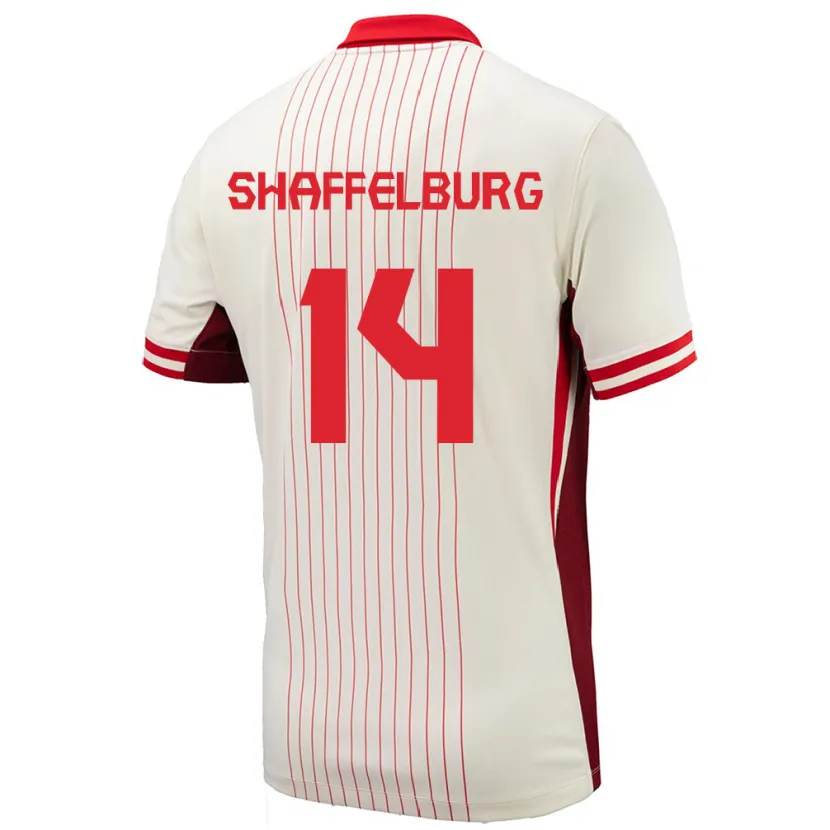 Danxen Kvinnor Kanada Jacob Shaffelburg #14 Vit Bortatröja Matchtröjor 24-26 Tröjor T-Tröja