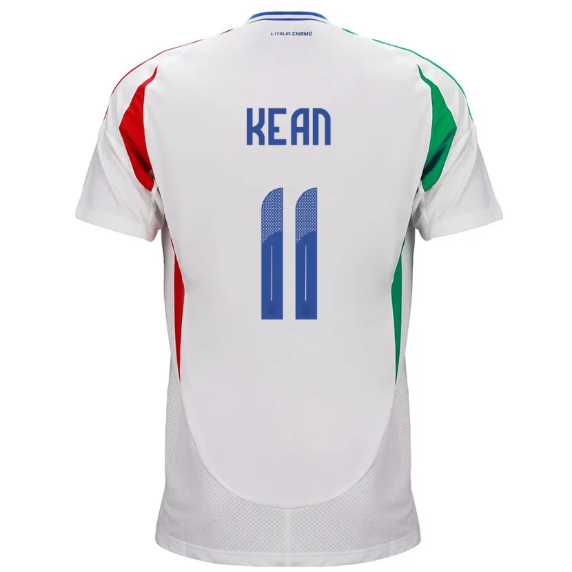Danxen Kvinnor Italien Moise Kean #11 Vit Bortatröja Matchtröjor 24-26 Tröjor T-Tröja