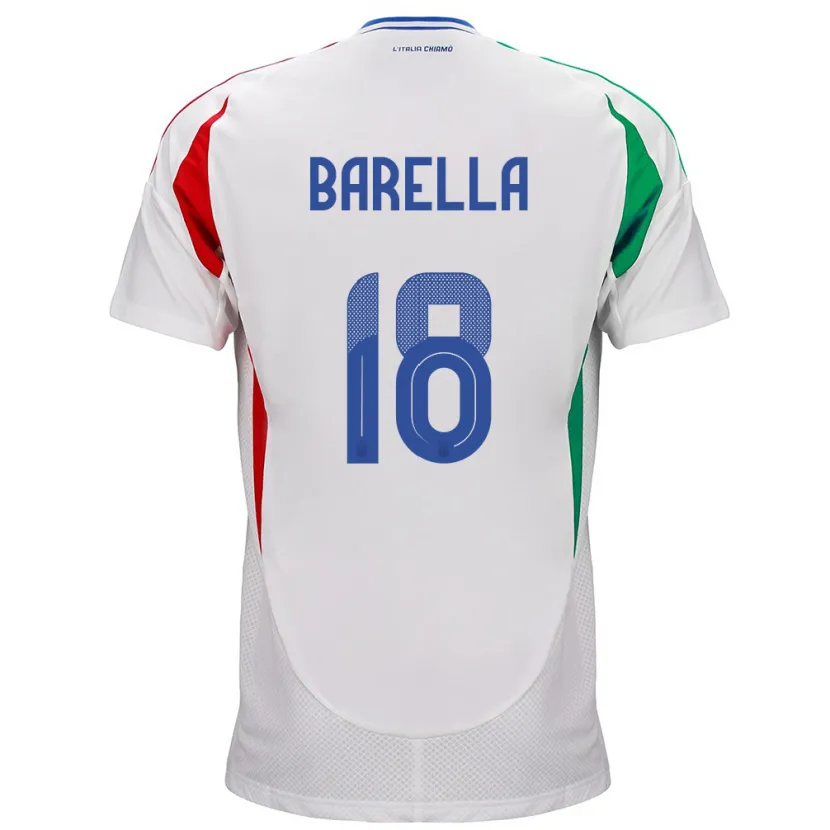 Danxen Kvinnor Italien Nicolò Barella #18 Vit Bortatröja Matchtröjor 24-26 Tröjor T-Tröja