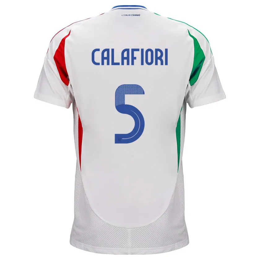 Danxen Kvinnor Italien Riccardo Calafiori #5 Vit Bortatröja Matchtröjor 24-26 Tröjor T-Tröja