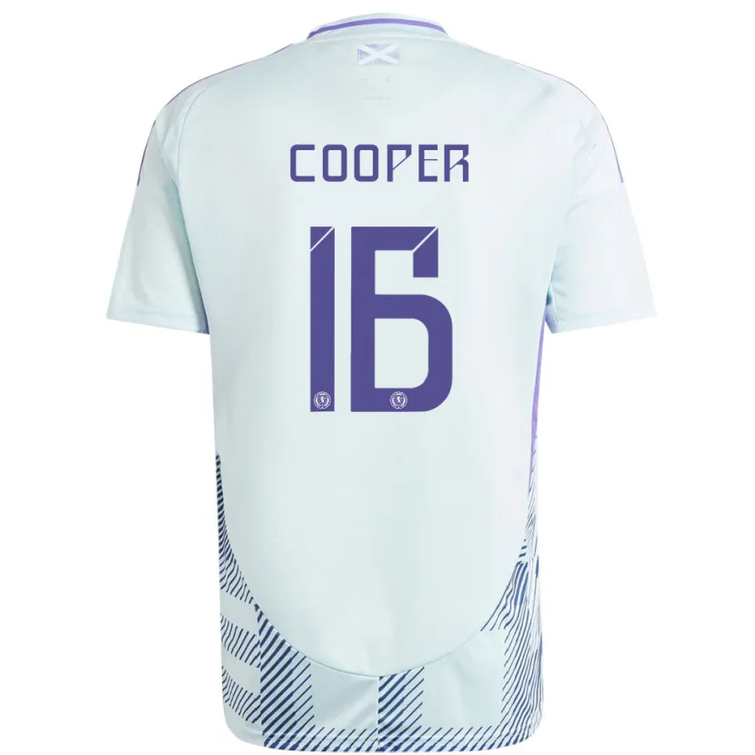 Danxen Kvinnor Skottland Liam Cooper #16 Ljus Mintblå Bortatröja Matchtröjor 24-26 Tröjor T-Tröja