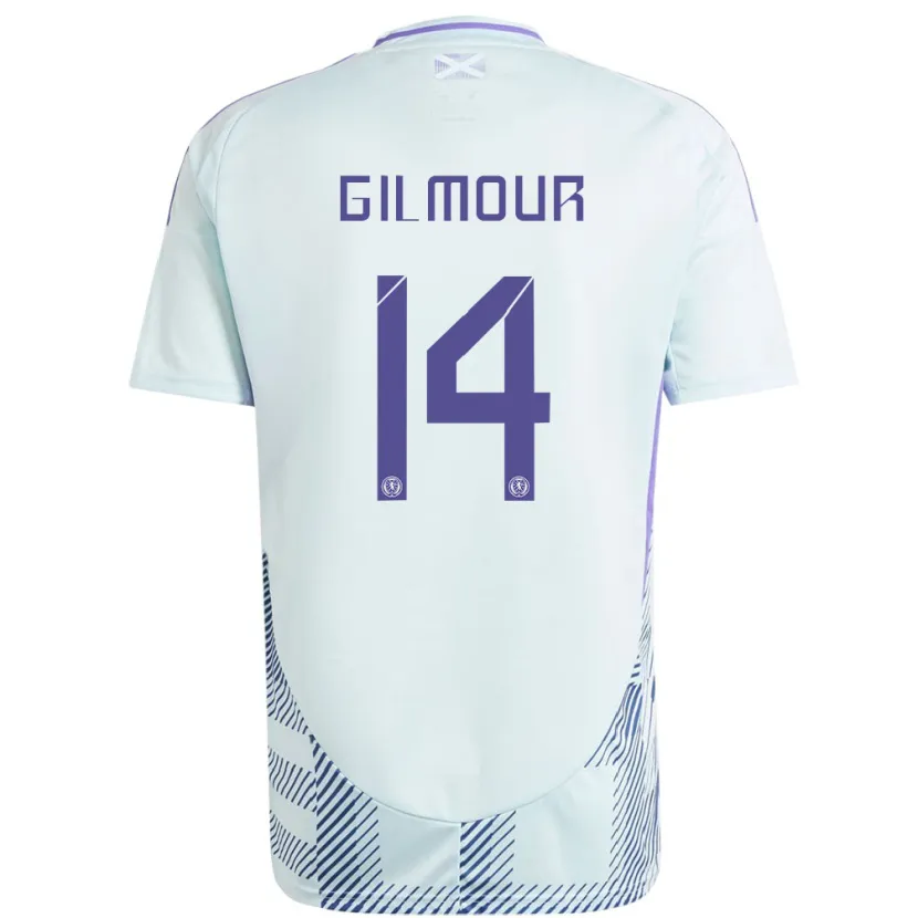 Danxen Kvinnor Skottland Billy Gilmour #14 Ljus Mintblå Bortatröja Matchtröjor 24-26 Tröjor T-Tröja