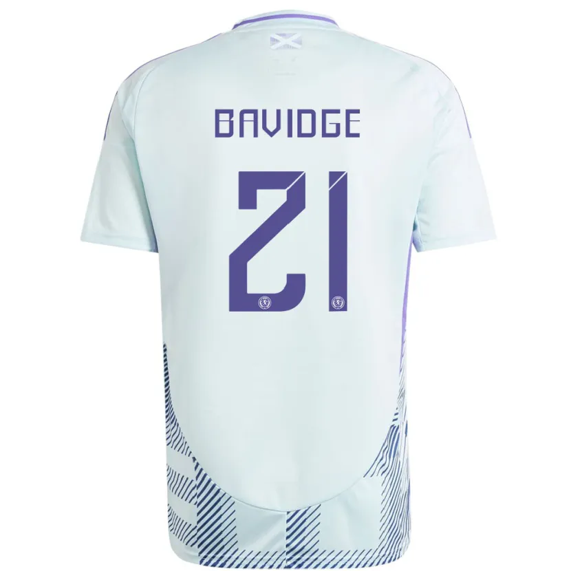 Danxen Kvinnor Skottland Alfie Bavidge #21 Ljus Mintblå Bortatröja Matchtröjor 24-26 Tröjor T-Tröja