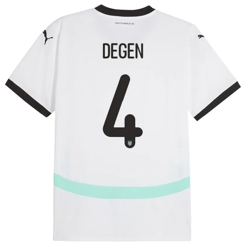Danxen Kvinnor Österrike Celina Degen #4 Vit Bortatröja Matchtröjor 24-26 Tröjor T-Tröja