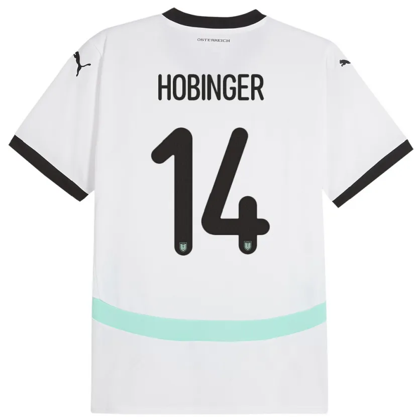 Danxen Kvinnor Österrike Marie Höbinger #14 Vit Bortatröja Matchtröjor 24-26 Tröjor T-Tröja