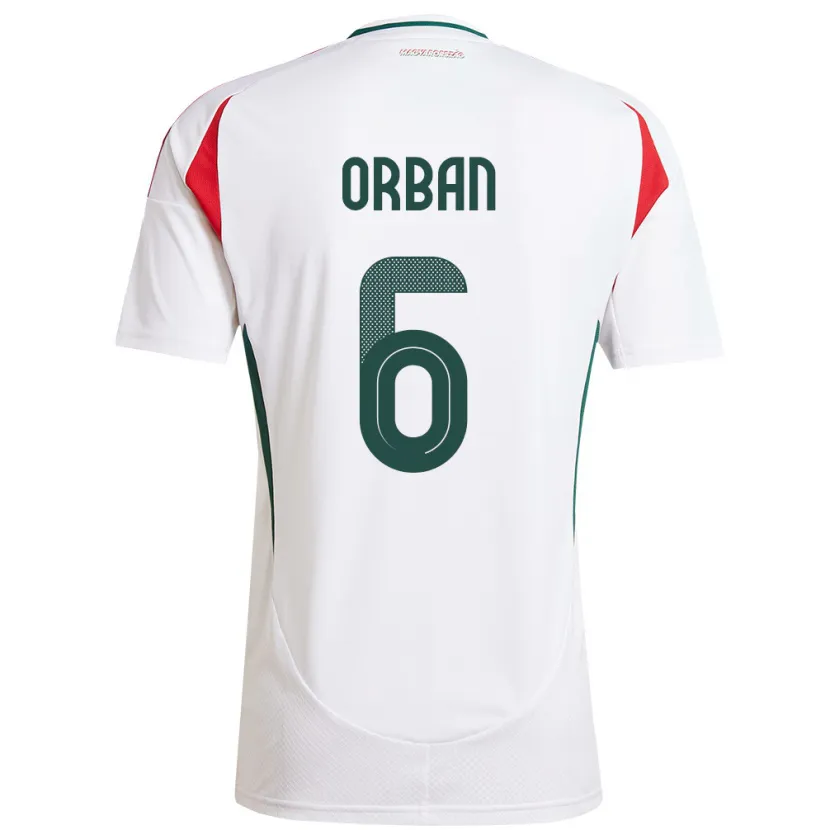Danxen Kvinnor Ungern Willi Orbán #6 Vit Bortatröja Matchtröjor 24-26 Tröjor T-Tröja