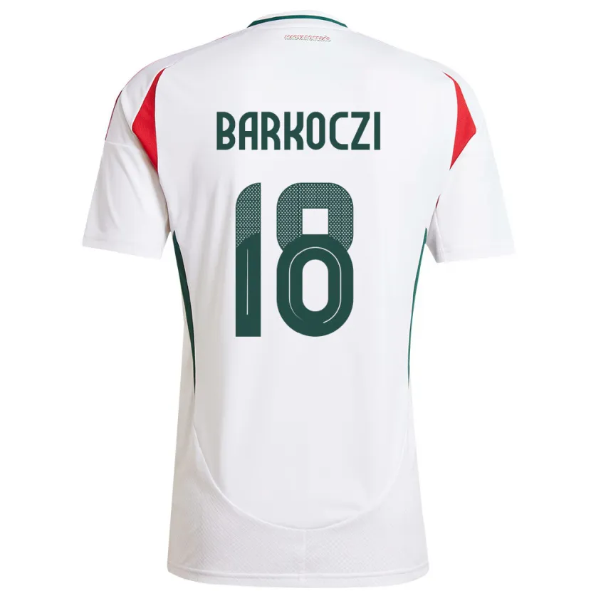 Danxen Kvinnor Ungern Barnabás Barkóczi #18 Vit Bortatröja Matchtröjor 24-26 Tröjor T-Tröja