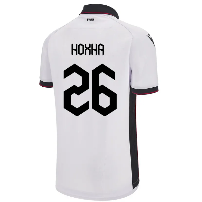 Danxen Kvinnor Albanien Arbër Hoxha #26 Vit Bortatröja Matchtröjor 24-26 Tröjor T-Tröja