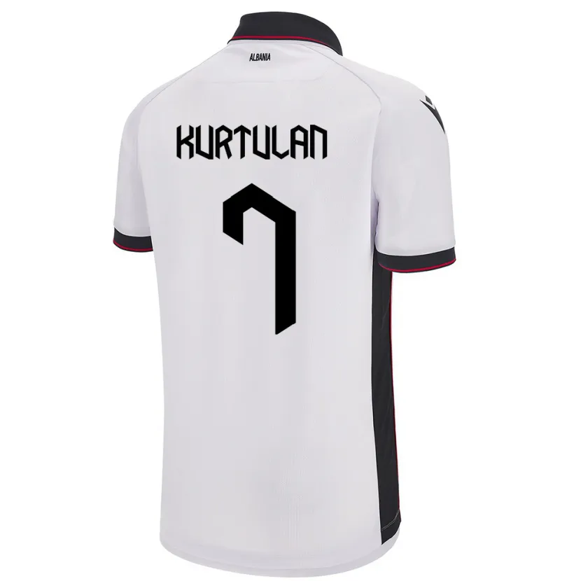 Danxen Kvinnor Albanien Arda Kurtulan #7 Vit Bortatröja Matchtröjor 24-26 Tröjor T-Tröja