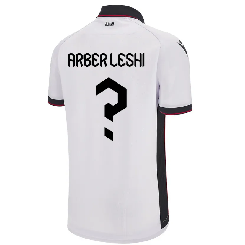 Danxen Kvinnor Albanien Arber Leshi #0 Vit Bortatröja Matchtröjor 24-26 Tröjor T-Tröja