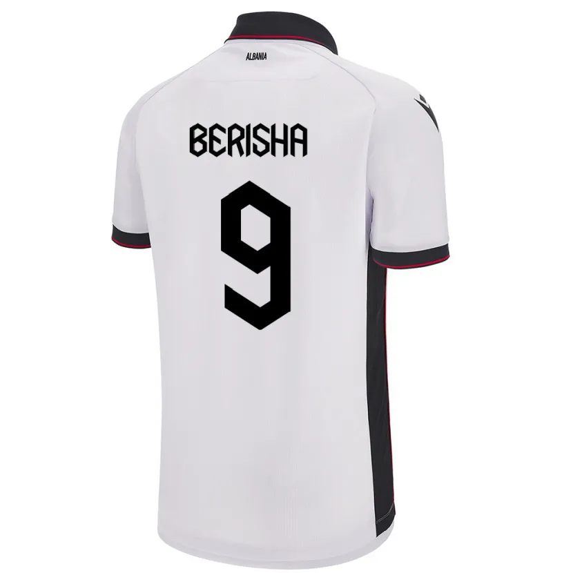 Danxen Kvinnor Albanien Fortesa Berisha #9 Vit Bortatröja Matchtröjor 24-26 Tröjor T-Tröja