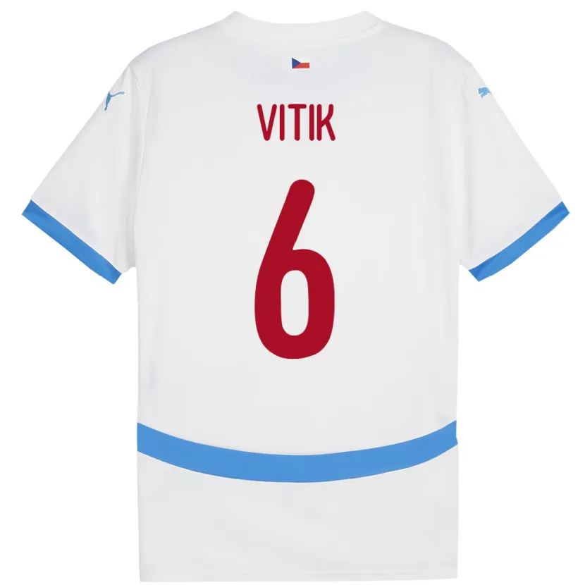 Danxen Kvinnor Tjeckien Martin Vitík #6 Vit Bortatröja Matchtröjor 24-26 Tröjor T-Tröja