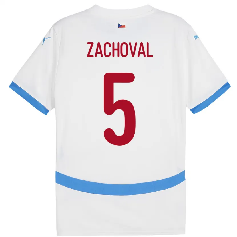 Danxen Kvinnor Tjeckien Matej Zachoval #5 Vit Bortatröja Matchtröjor 24-26 Tröjor T-Tröja