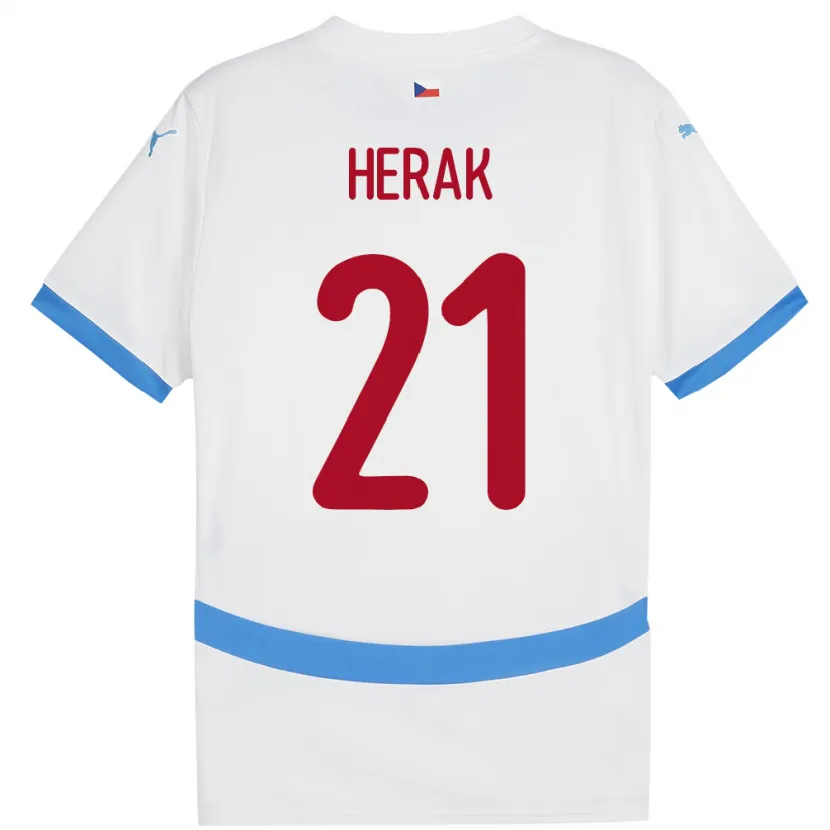 Danxen Kvinnor Tjeckien Frantisek Herak #21 Vit Bortatröja Matchtröjor 24-26 Tröjor T-Tröja
