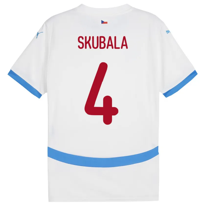 Danxen Kvinnor Tjeckien Tomas Skubala #4 Vit Bortatröja Matchtröjor 24-26 Tröjor T-Tröja