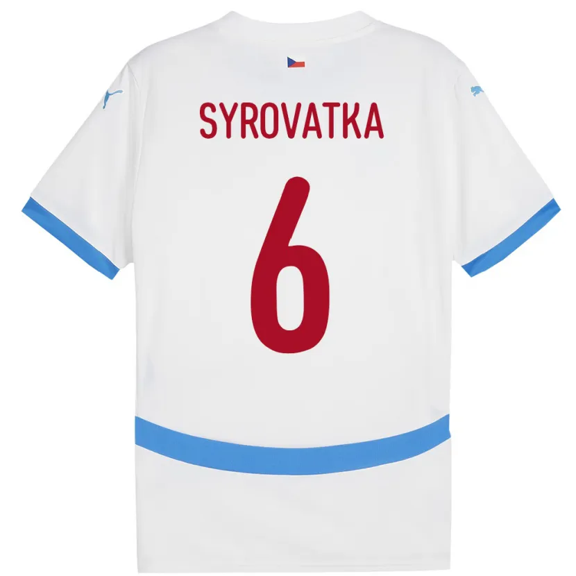 Danxen Kvinnor Tjeckien Matyas Syrovatka #6 Vit Bortatröja Matchtröjor 24-26 Tröjor T-Tröja