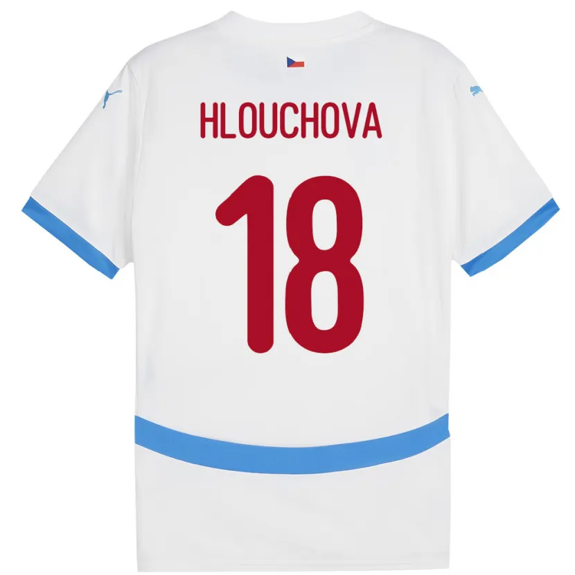 Danxen Kvinnor Tjeckien Radka Hlouchová #18 Vit Bortatröja Matchtröjor 24-26 Tröjor T-Tröja