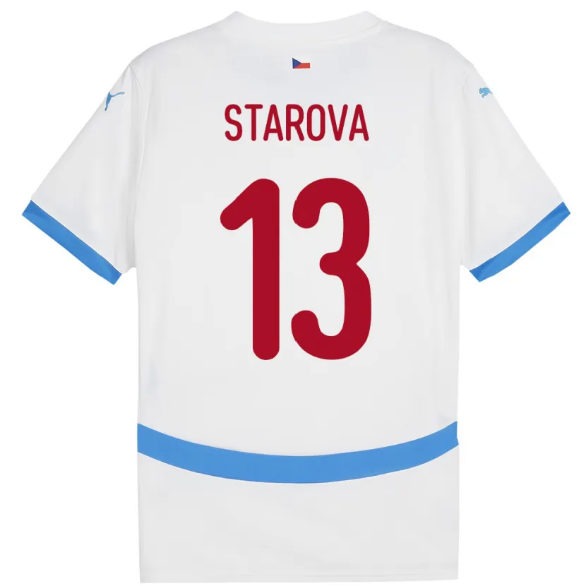 Danxen Kvinnor Tjeckien Antonie Stárová #13 Vit Bortatröja Matchtröjor 24-26 Tröjor T-Tröja