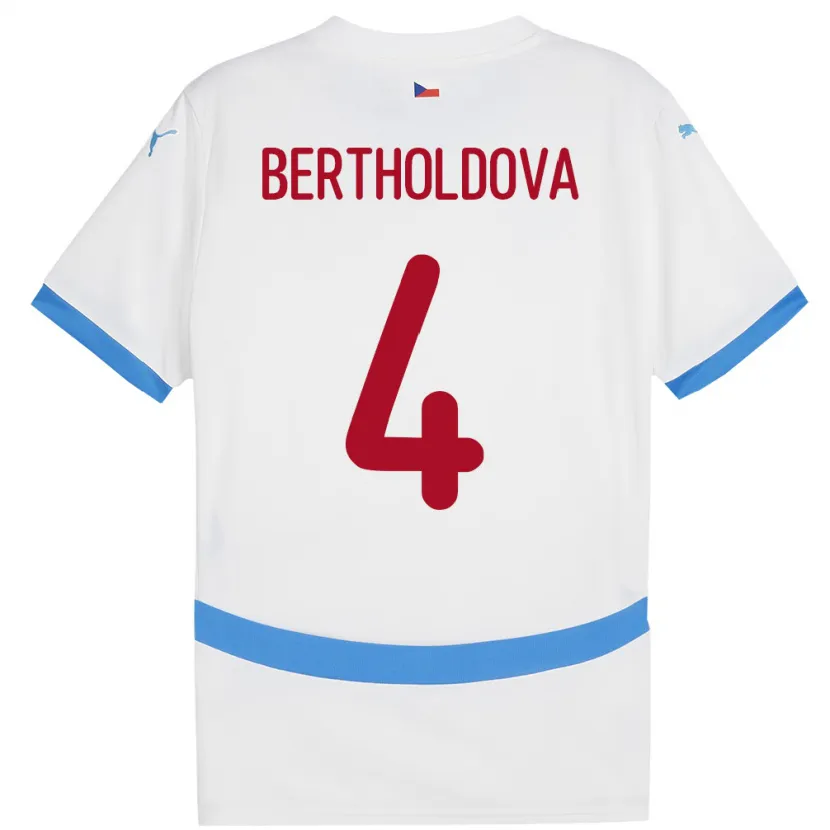 Danxen Kvinnor Tjeckien Petra Bertholdová #4 Vit Bortatröja Matchtröjor 24-26 Tröjor T-Tröja