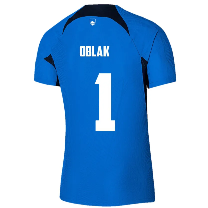 Danxen Kvinnor Slovenien Jan Oblak #1 Blå Bortatröja Matchtröjor 24-26 Tröjor T-Tröja